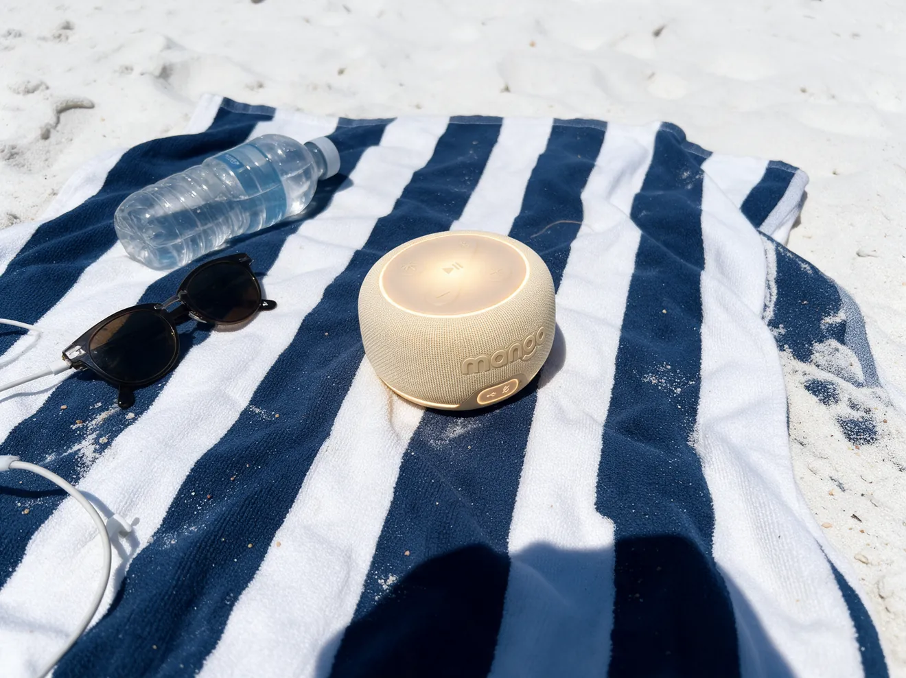 Mango in Coconut on a striped beach towel at noon